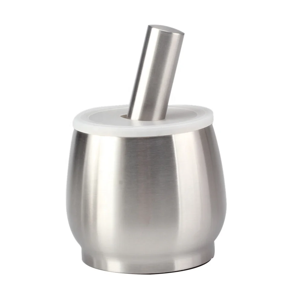 Pill Crusher, Stainless Steel Mortar and Pestle with Anti Slip Base  for Grinding Herbs Spices