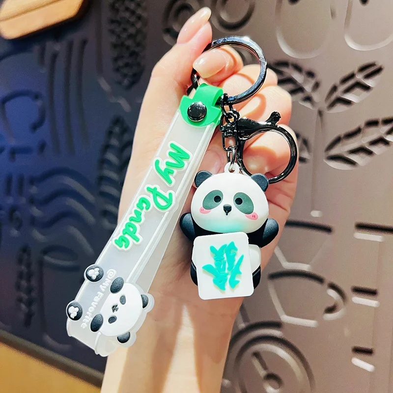 cartoon 3d soft pvc keychain personalized custom silicone rubber Cute Animal cat Panda keyring