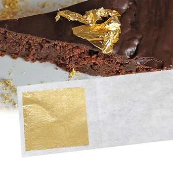 
bano de oro Amazon top sells 99% Gold Delicate and Glossy for Skin Care 4.33 X 4.33 cm Edible 24 K Gold Foil Leaf 