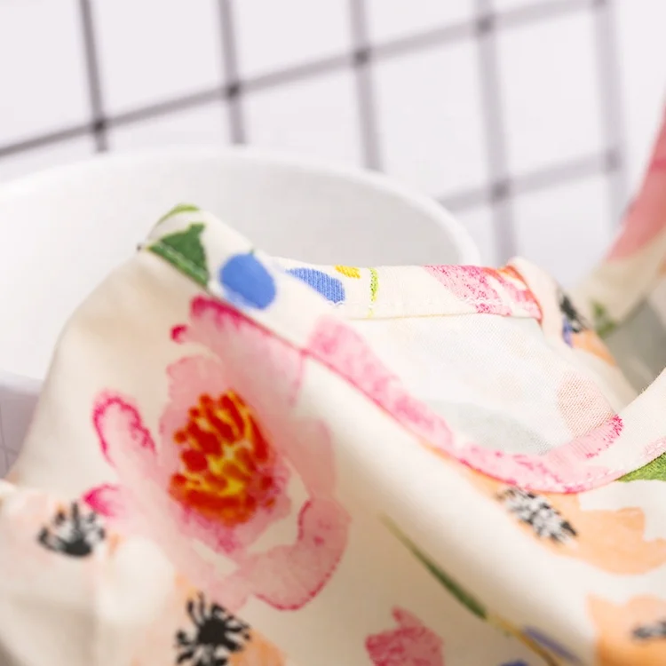 Dresses Clothing Fashion Baby Girl Dress Summer Floral Dress for Girls Children Jersey Short Sleeve OEM Service Plain Dyed Sweet