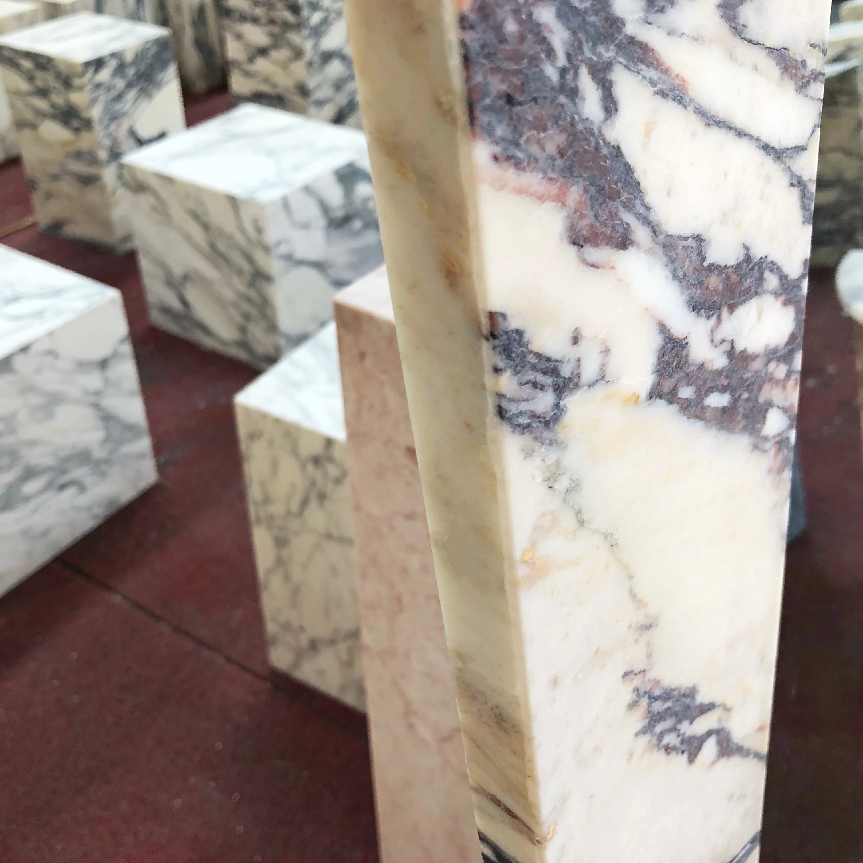 SHIHUI Custom Rectangle Shape Calacatta Viola Marble Framed Long Full Length Body Wall Dressing Standing Decor Glam Floor Mirror