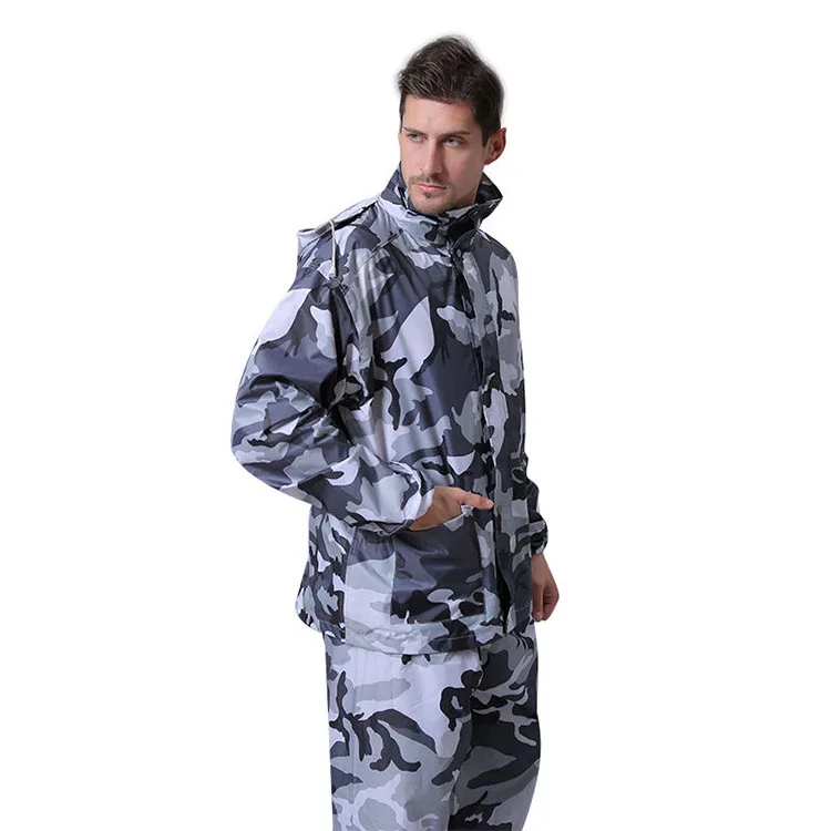 Factory direct reusable adult split camouflage rainproof raincoat