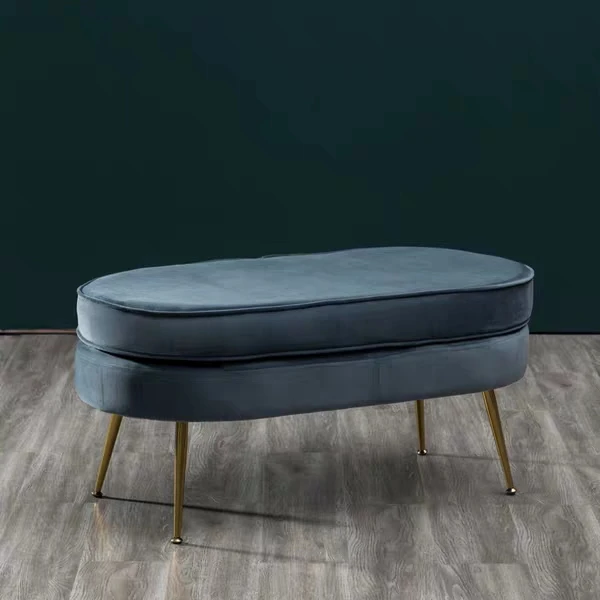 High Quality Living Room Furniture Pink Velvet Fabric Upholstered Pedal Pouf Stool