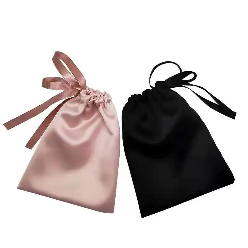 Cheaper factory price satin wig pouch bag custom logo satin bag packaging for jewelry