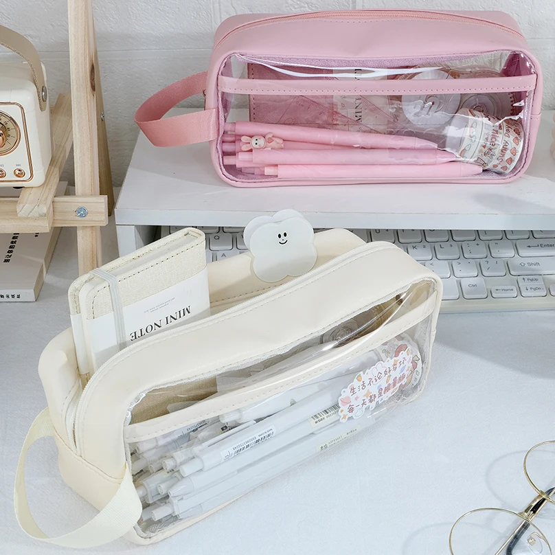 Transparent Pencil Case School Supplies Pencil Pouch Estuche Large Capacity Pen Case Trousse Scolaire Stationery Pencilcase