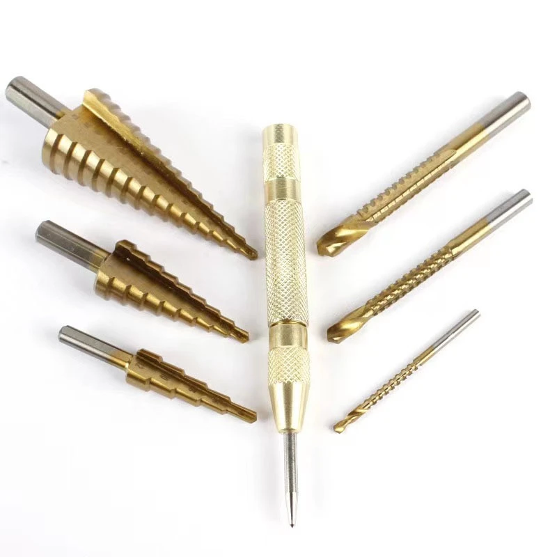 high quality hex/round shank 4-12/20/32mm 7 pcs hss step drill set for metal