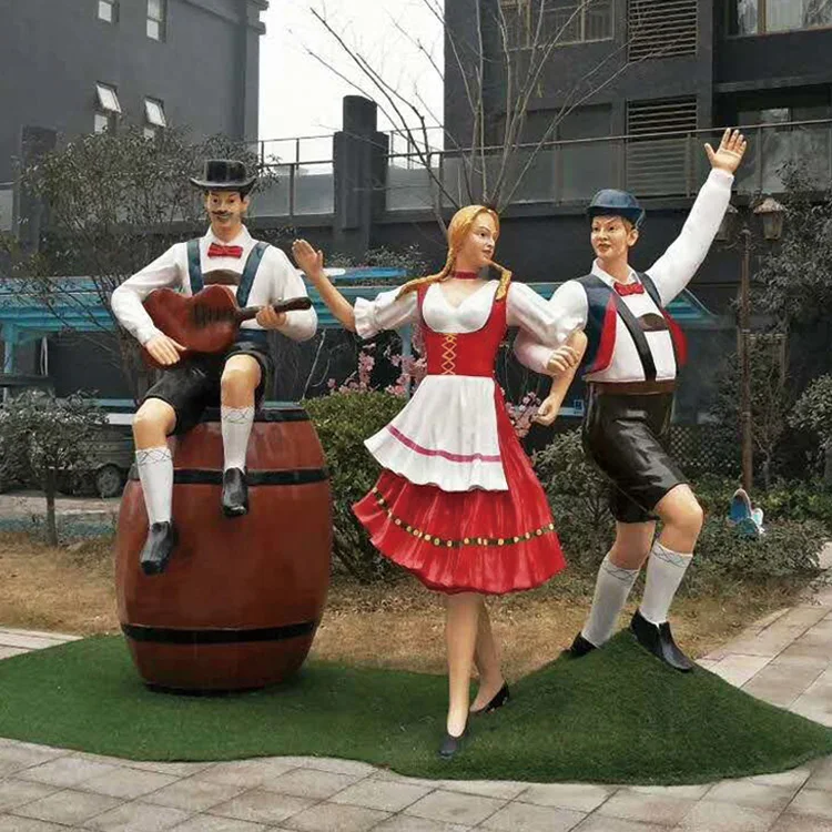 Garden Fiberglass Cowboy Sculpture Western Themed with Painted Figures for Decor
