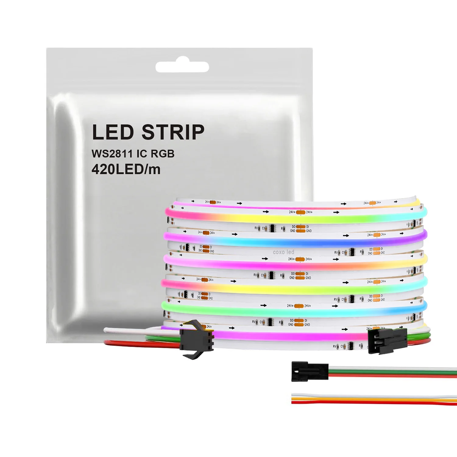 COXO Digital COB Dream Color ws2811 led strip 12v 24v 420led 720Led Addressable Rgbic Color SPI Pixel COB Digital Led Strip