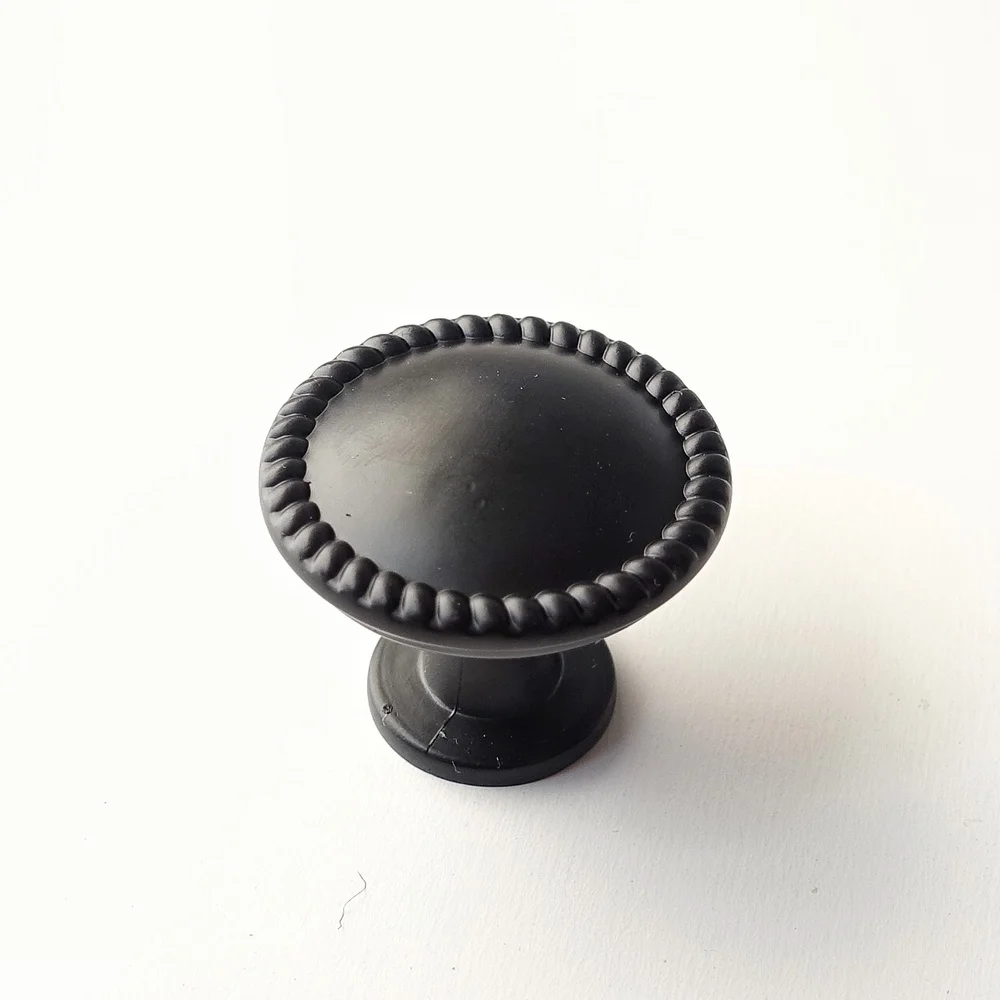 Matt Black Cabinet Knob Cupboard Drawer Wardrobe Door Vintage Pull Handles Knob Furniture Kitchen Hardware Knob Zinc Alloy