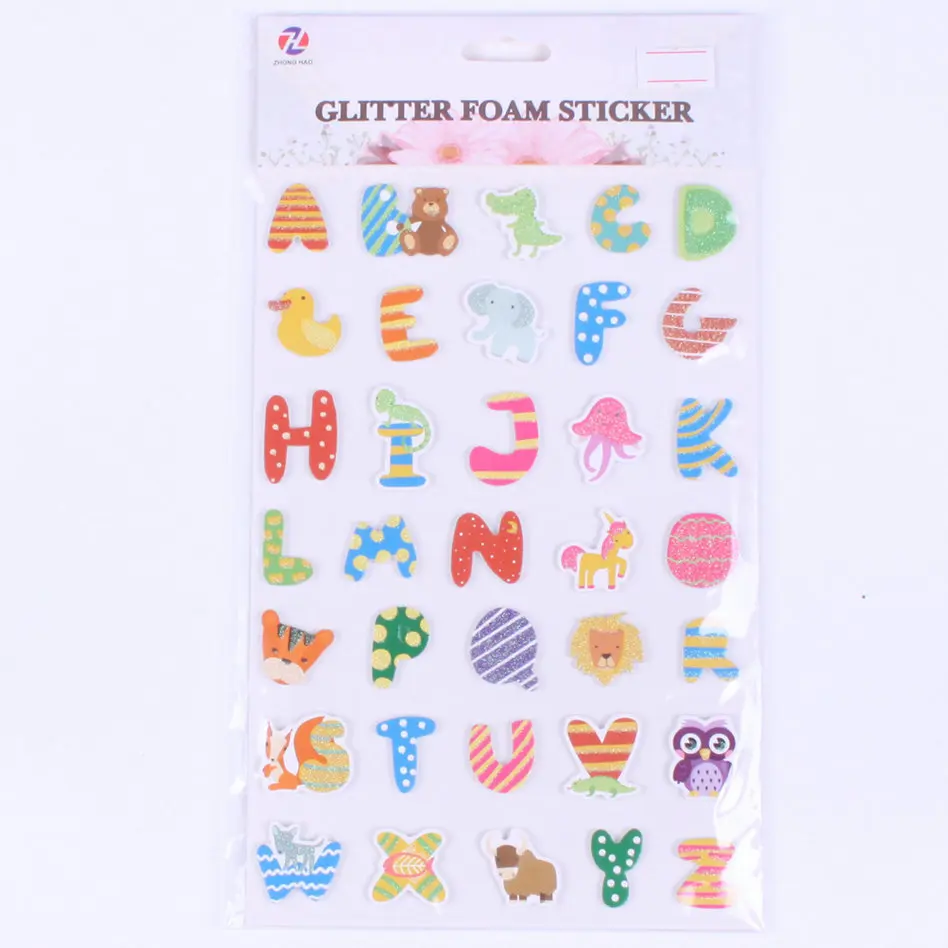 Glitter Foam Stickers - Alphabet-number  - Self-Adhesive Stickers for Kids
