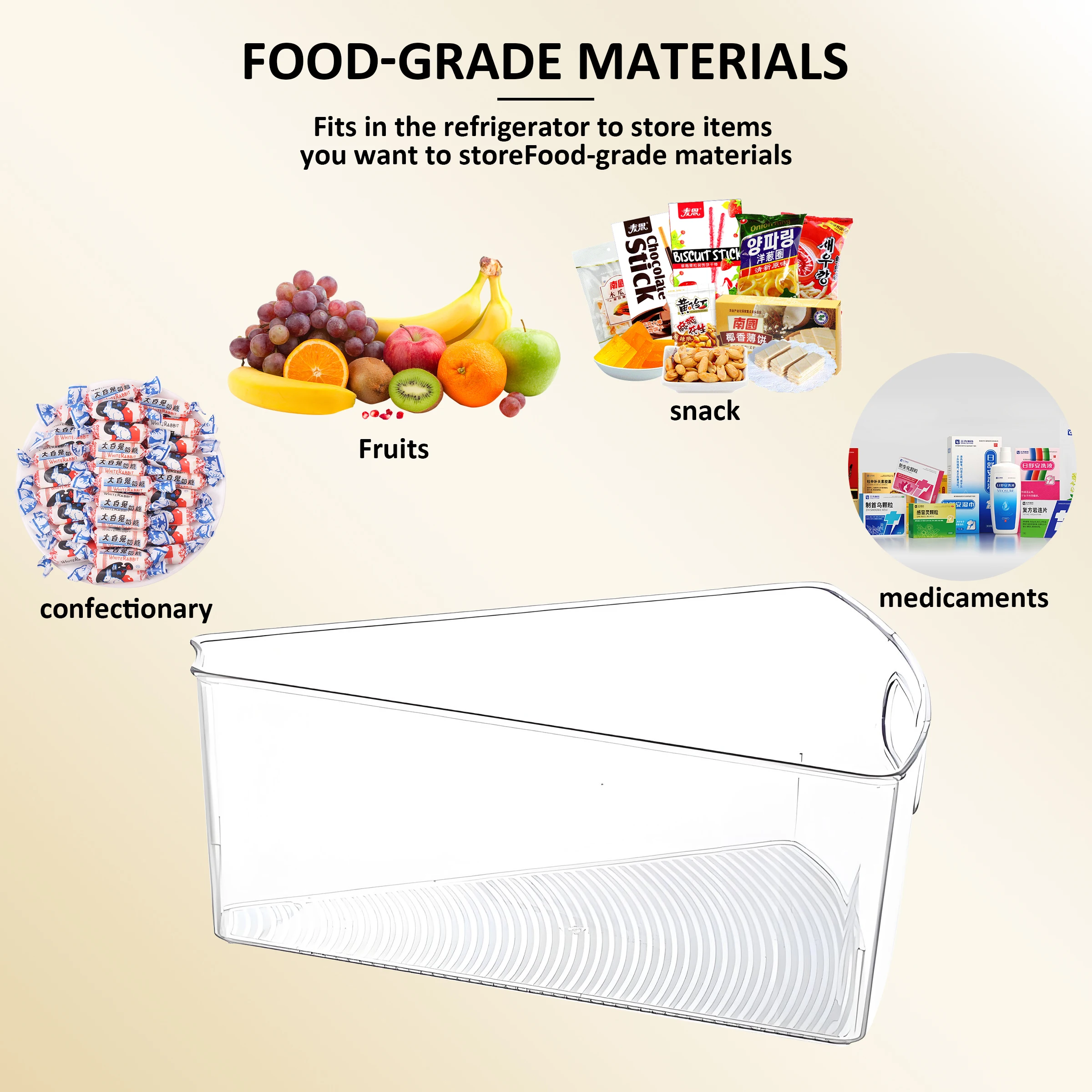 Hot Product Kitchen Clear Stackable Food Storage Bins Organizer For Cabinet With Handles