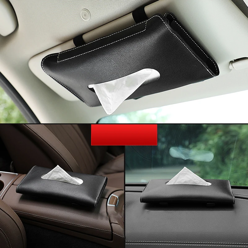 PU Leather Luxury Car Tissue Box Storage Box Decorative Hanging Tissue Box Holder