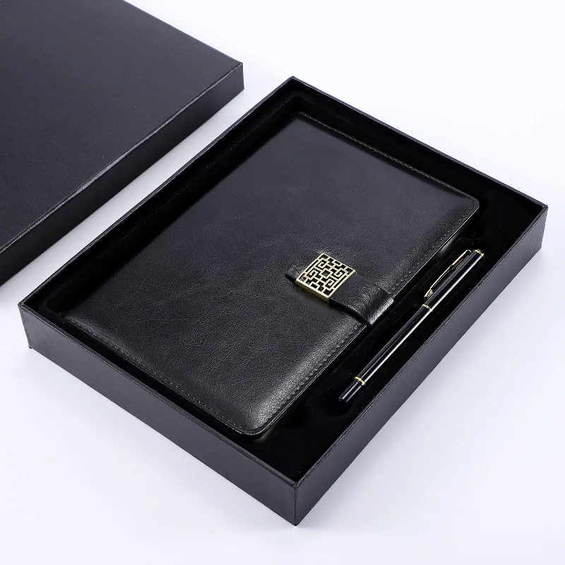 Custom Luxury Notebook Gift Set Box Package For Promotion Event Logo Debossed Thick Paper Ruled Dotted Executive Planner Books