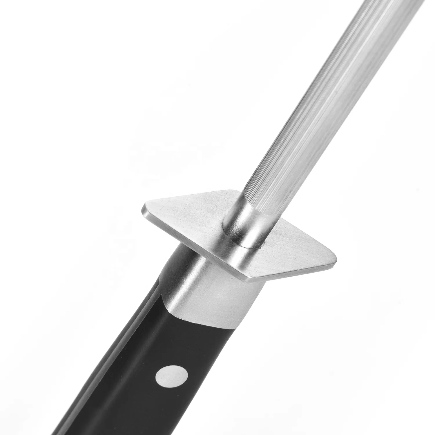 Magnetized Professional Carbon Steel Black Knife Sharpening Steel 12 Inch Honing Rod