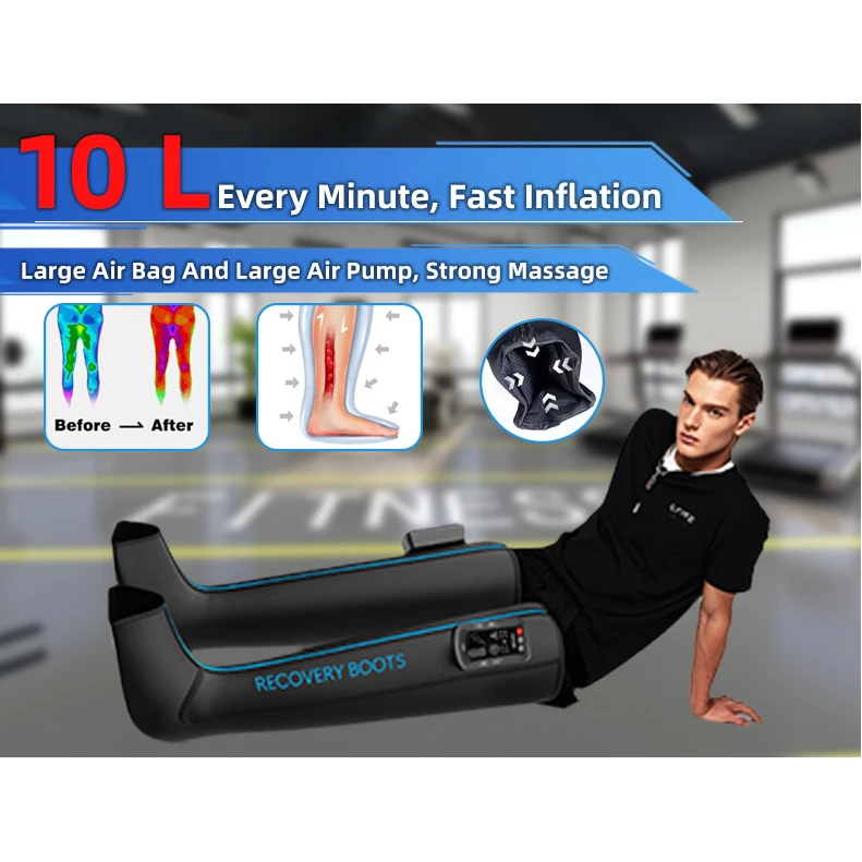 oem masajeador de foot massager machine lymphatic drainage pneumatic air recovery pressotherapy leg compression boots 8 chamber