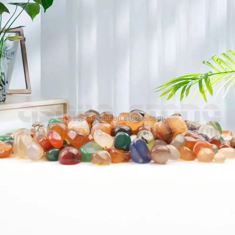 Wholesale natural Multicolor Mixed agate tumbled crystal carnelian heal stone for decorative fish tank aquarium & flower plant