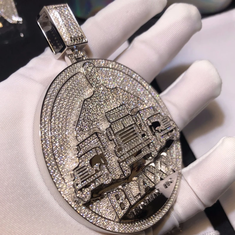 Custom photo pendant 925 silver high polishing custom pendant vvs moissanite pass diamond tester