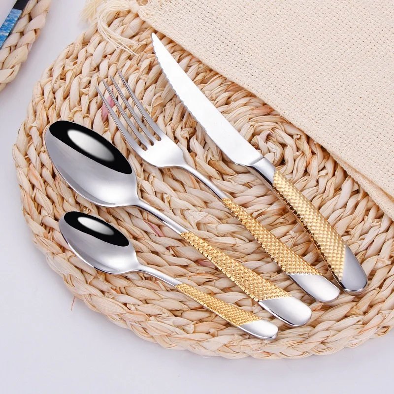 
2021 new arrival hot sales mirror polish stainless steel cutlery set star diamond handle spoons knife forks flatware sets 