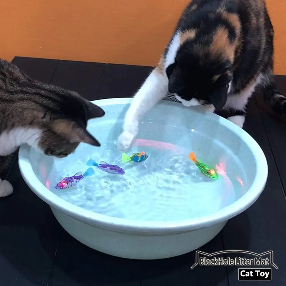 Interactive Swimming Robot Fish Toy for Cat with LED Light Cat Toy to Stimulate Hunter Instincts. (Batteries Included)