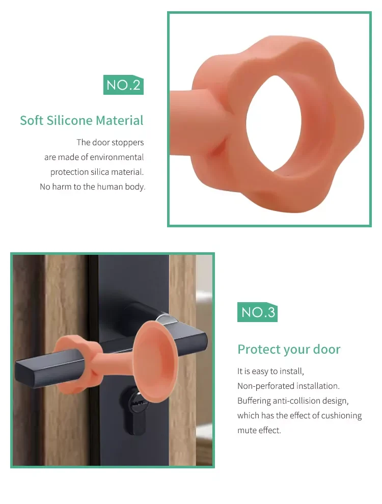 Customization Door Stop Wedge Smart Stackable Slip-Resistant Design Door Prevent Collision Stops