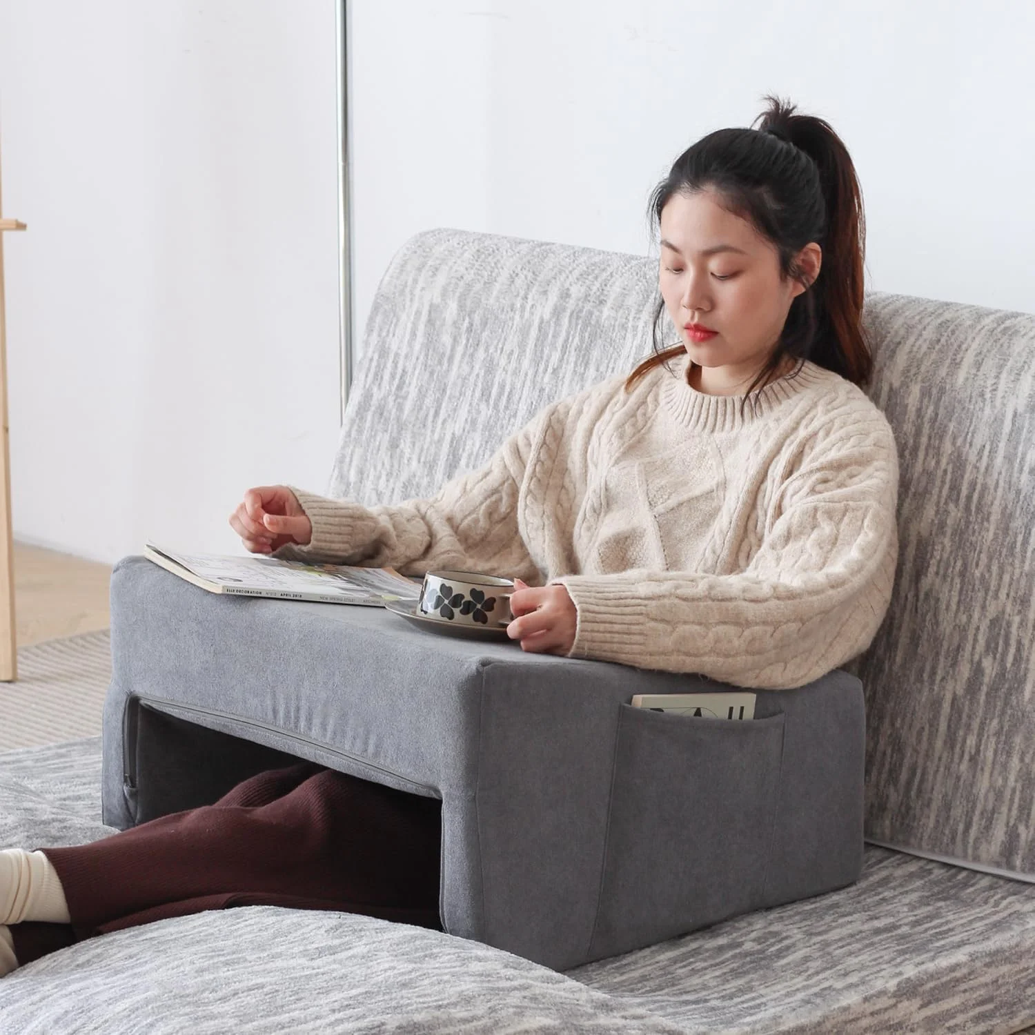 Removable cover Reading Pillow Arm Rest Pillow Orthopedic custom Memory foam Lap Desk Gaming Pillow in Bed