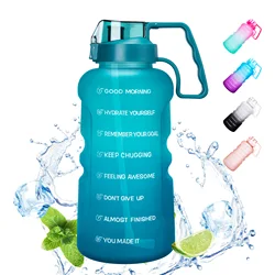 Gym and Outdoor Sports BPA Free Large Reusable Leakproof 3.8L Water Jug Sipper Water Bottle with Time Marker and Straw