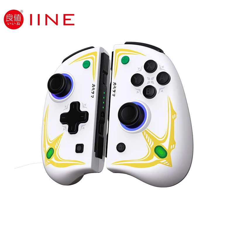 IINE Wireless Controller for Nintendo Switch/Switch OLED Replacement for Switch L/R Joypad With 8 Colors Adjustable Lights White