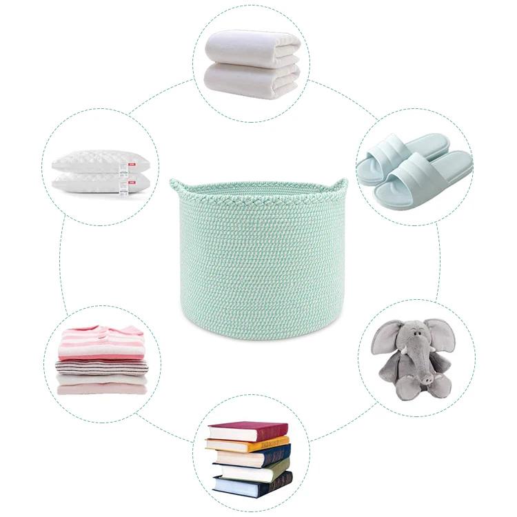 Woven Basket Cotton Rope Storage Basket Woven Finishing Basket