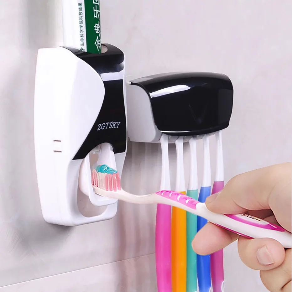 Automatic Toothbrush Dispenser Bathroom Toothpaste Squeezer Wall Mounted Toothbrush Holder