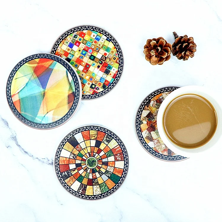 Tea Coffee Beer Magnetic Cork Cup Mats Pads and Placemat Coaster Ceramic OEM Custom Round Cute Home Decoration Everyday Support