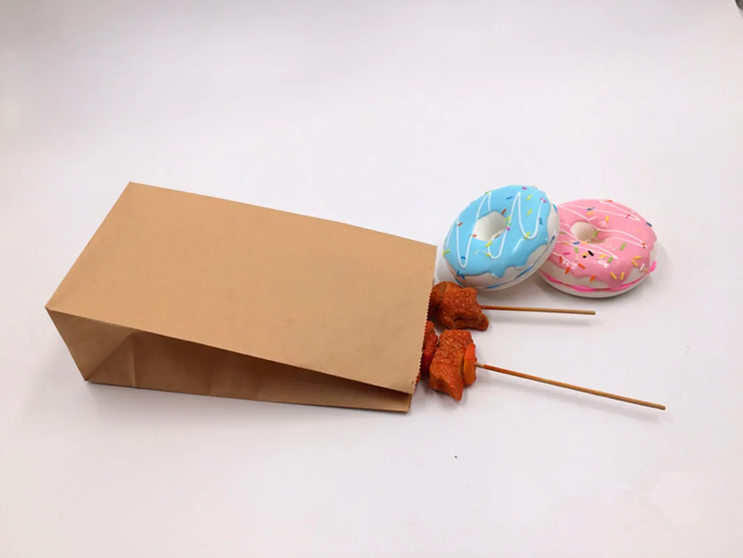 Eco Friendly Disposable Food Packaging Roast Chicken Fresh Baked Pop Corn Brown Kraft Paper Bag Without Window