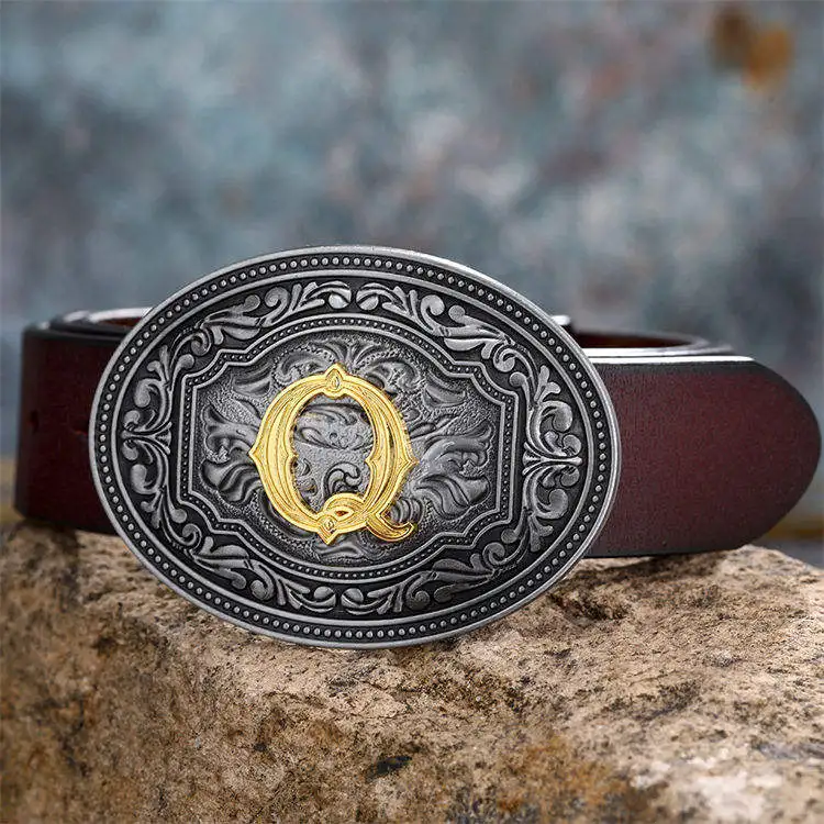 Belt Buckle For Men Smooth Buckle Western Hip Hop American Casual Personality Zinc Alloy Cowboy Plate Buckle