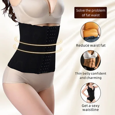 Women Corset Cincher Body Shaper Girdle Trimmer with Steel Bones Extender Waist Trainer