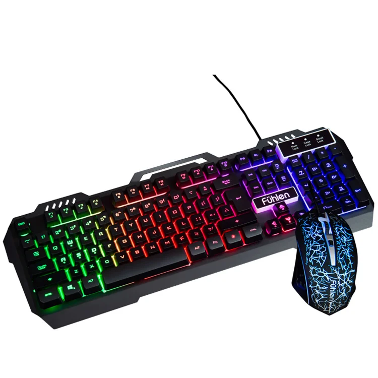 CM100 High quality cheap Led crack glow gaming mouse mechanical keyboard combo custom LOGO for game players mechanical keyboard
