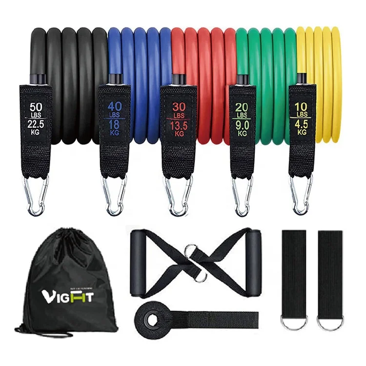 11 Pcs Resistance Bands Set Exercise Bands Set for  Resistance Training Physical Therapy Home Workouts