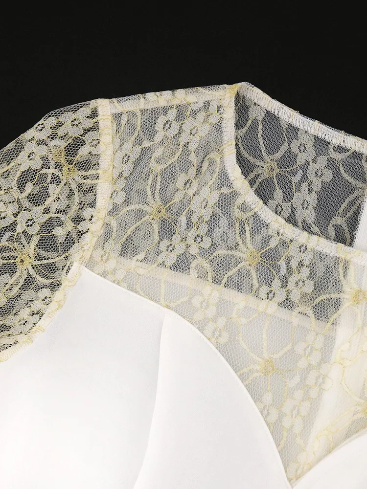 2023 Elegant White Big Swing Evening Dresses Ladies Women Off Shoulder Hollow Out Butterfly Sleeves Lace Party Dress For Bridal