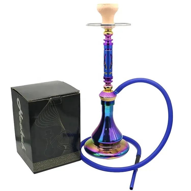 2023 New fashion rainbow aluminum glass tobacco arab hookah  for bar party smoking accessories