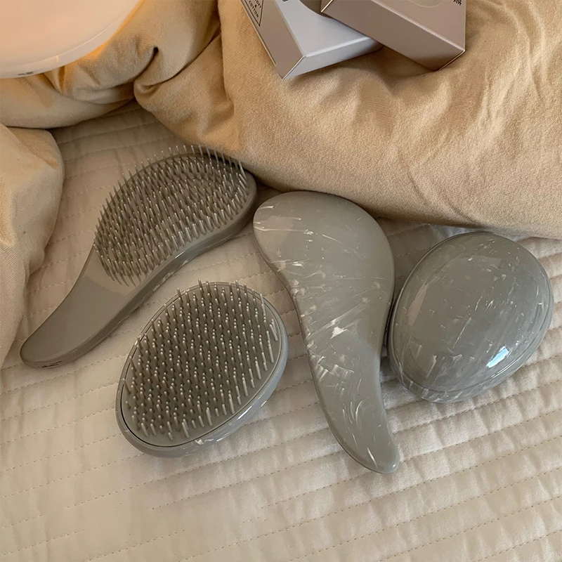 3 pieces egg comb and straight hair brush Marble Non knotted Smooth Hair Soft Teeth Elliptical Hairdressing Comb styling tools