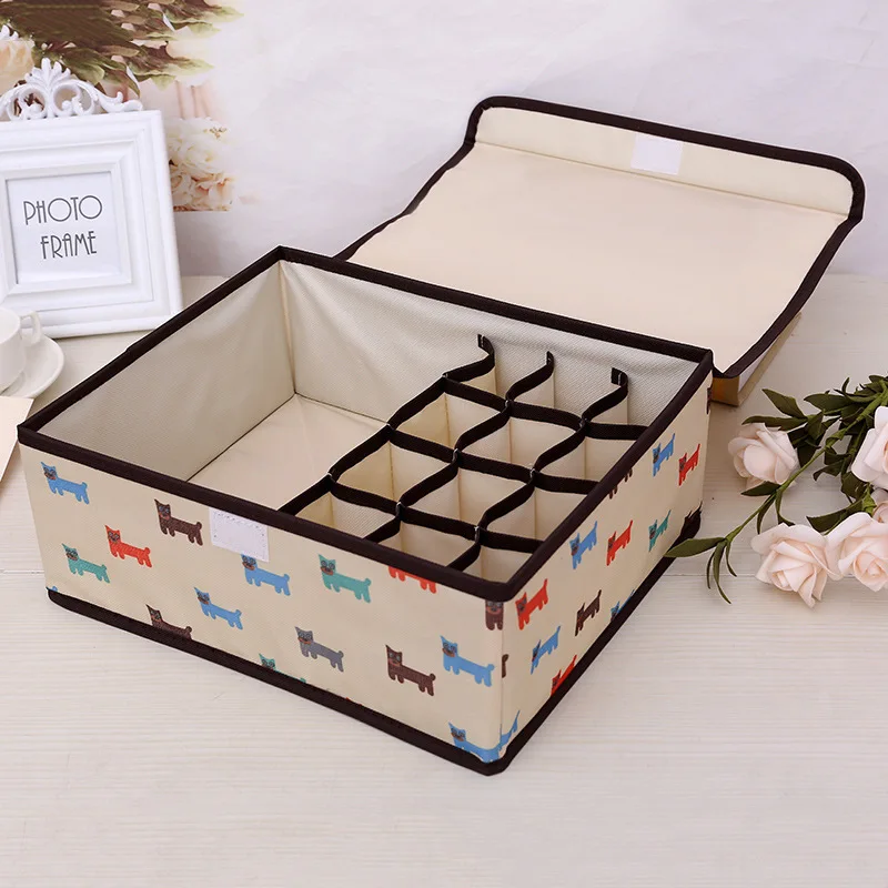 Underwear Storage Box Batch Distribution Fabric Underwear Sorting Box Oxford Cloth Socks Underwear Storage Box 2-In-1