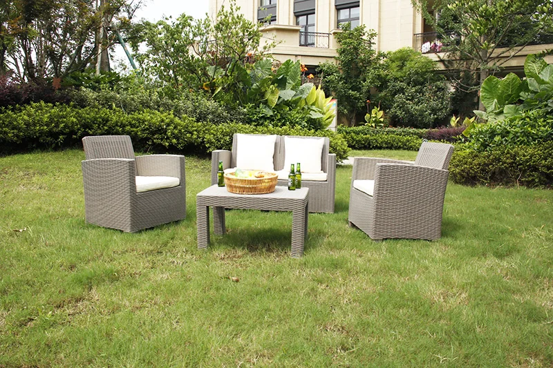 Outdoor Furniture Plastic Rattan Four Pcs garden Sofa Sets