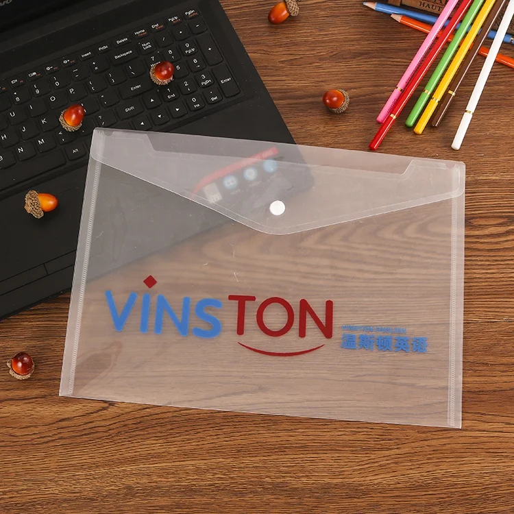 Factory design custom transparent plastic file bag folder pp document folder