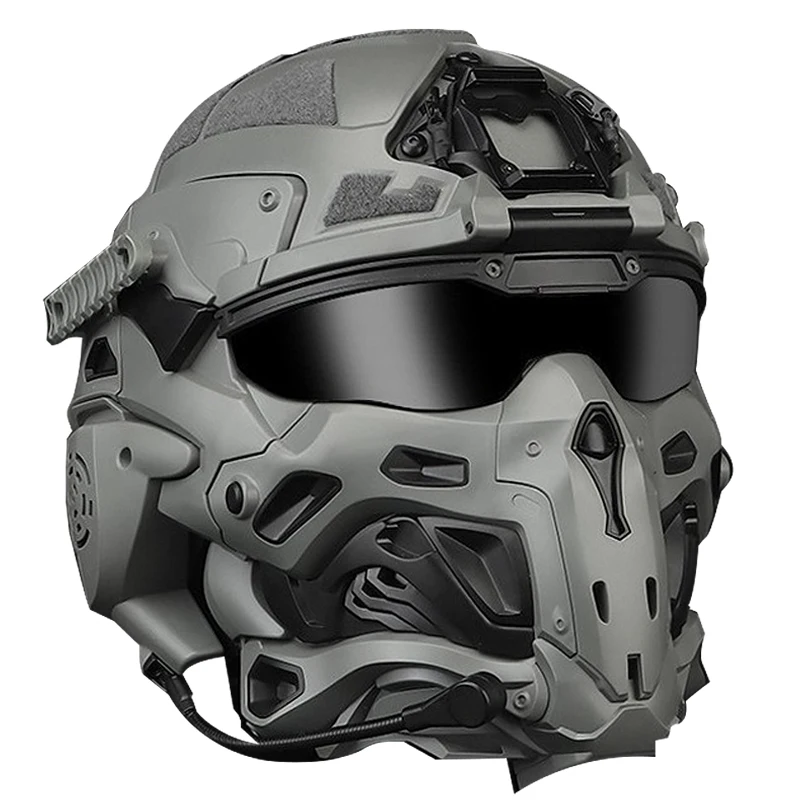 Tactical Full Face Mask Helmet All-in-one Protective Equipment Built-in Headset,Goggles