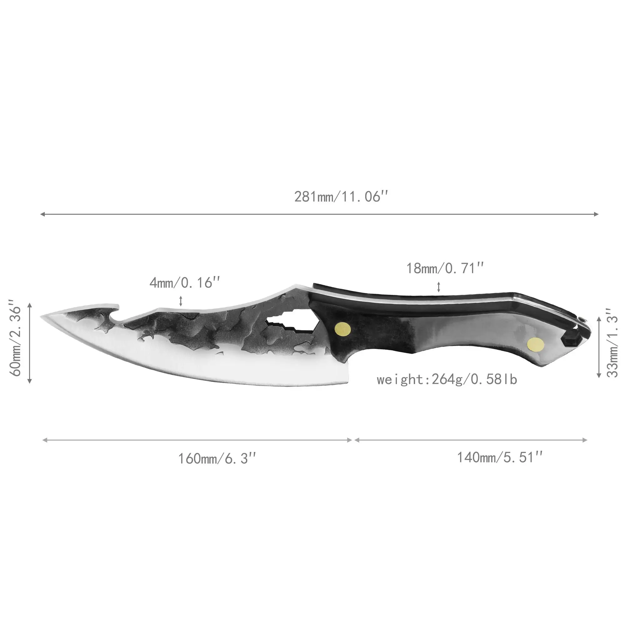 New 6 Inch 5Cr15Mov Stainless Steel Full Tang Hammer Bottle Opener Pointed Tip Razor Sharp Chef knife