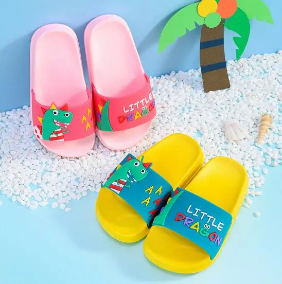 Wholesale Cartoon Kids Girls Boys Dinosaur Printed Indoor Slippers Summer Outdoor Bathroom Sandals Shoes slippers for children