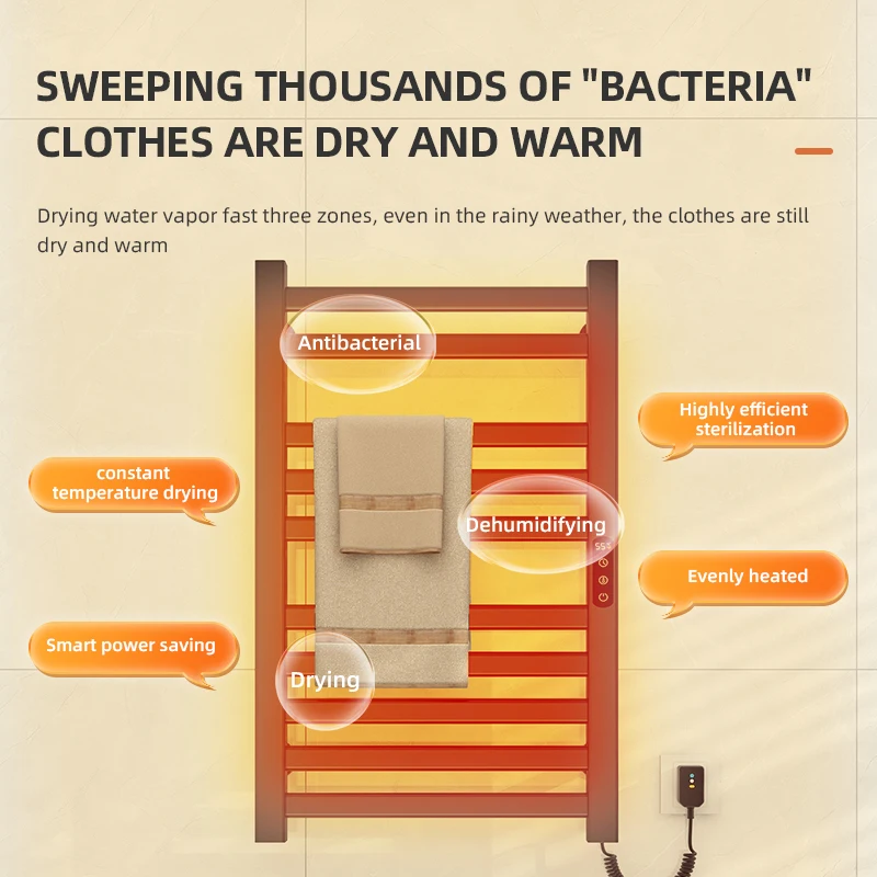 Bath Dryer Heated Towel Rail Bathroom Accessories Electric Smart Towel Warmer Rack With Timer Wall Mounted