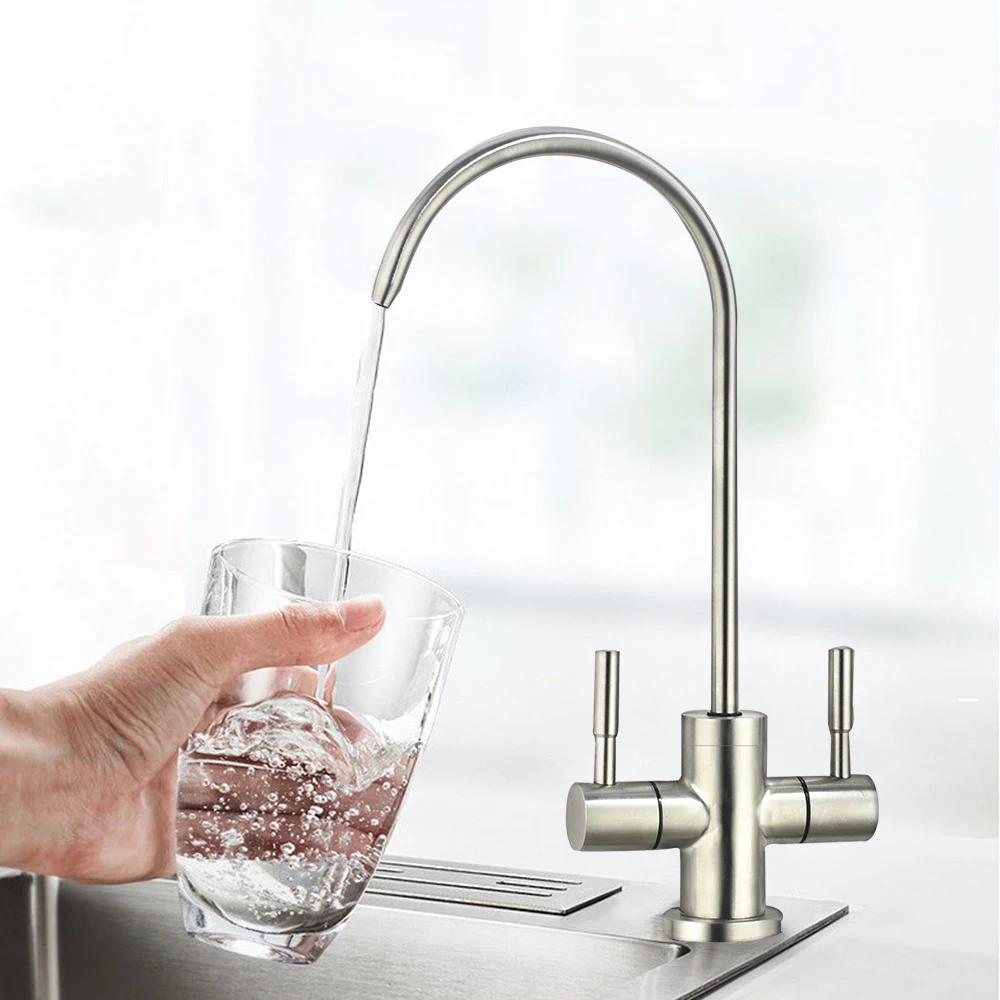 Water Outlet 304 Stainless Steel Dual Handle Kitchen Cold Water Faucet