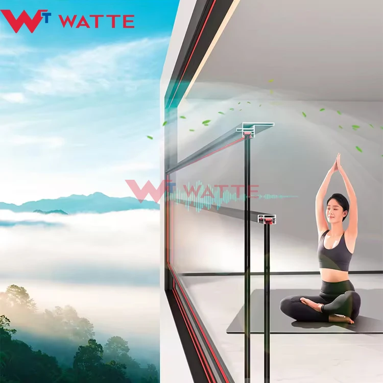 Modern design vertical sliding window luxury villa balcony aluminum framed insulated glass electric lift up windows