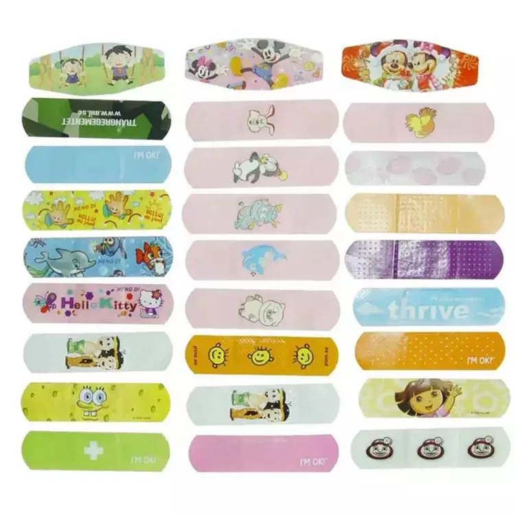 Low price wholesale customize cartoon band aid medical self-adhesive pu colored band aid