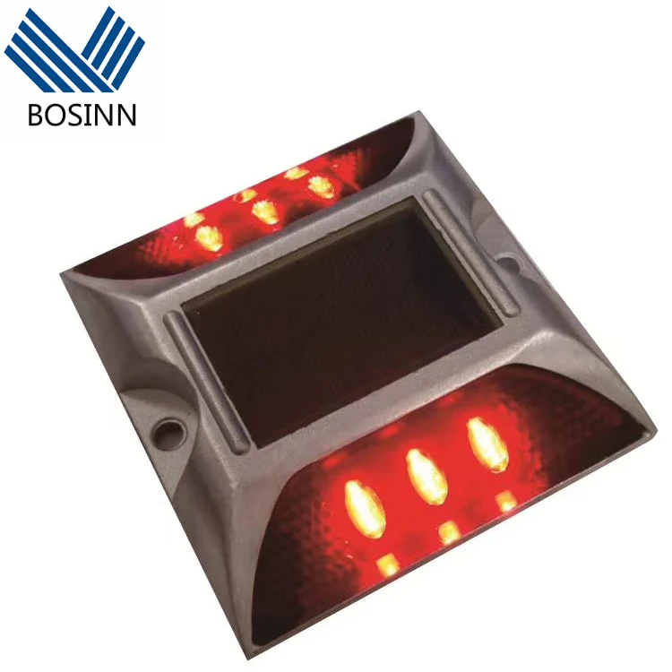 Solar Road Stud Lamp Guidepost Road Sign Warning Light Dock Driveway Deck Underground Lamp Red Fog-proof Lighting