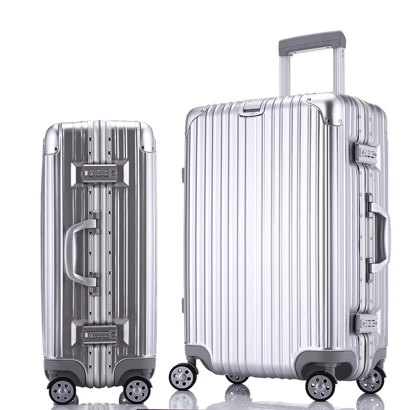 Aluminum Luggage alloy universal wheel boarding box aluminium frame trolley case female 20 inch travel password box print logo